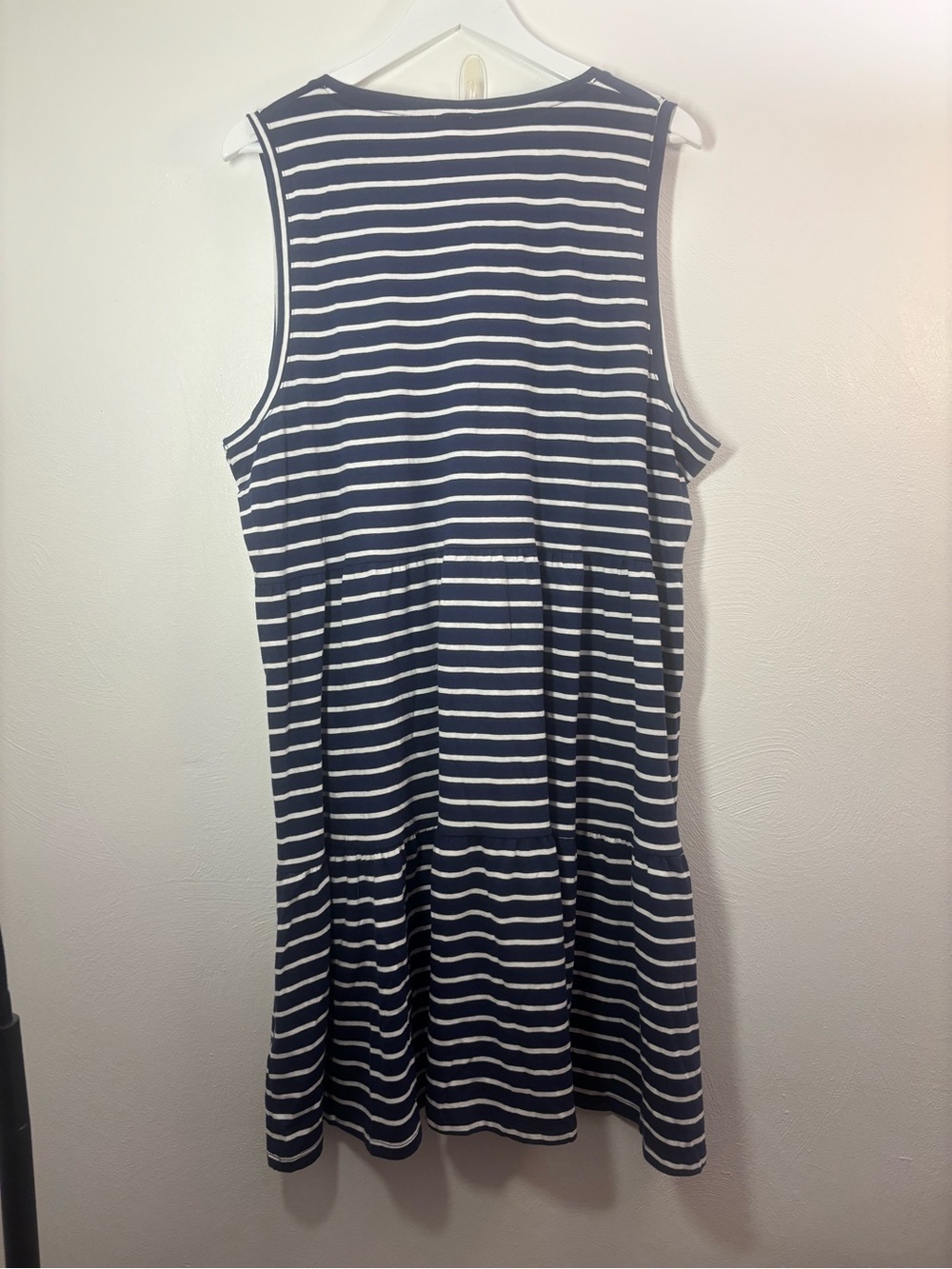 J. Crew Navy & White Striped Sleeveless Midi Dress Size XXL - Picture 2 of 7